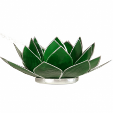 Svijećnjak lotus: zeleni sa srebrnim okvirom (4. čakra), 13,5cm