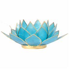 Svijećnjak lotus: akvamarin plava (5. čakra), 13,5cm
