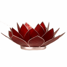 Svijećnjak lotus: rubin crveni sa srebrnim okvirom (1. čakra), 13,5cm