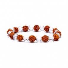 Narukvica Rudraksha i gorski kristal, 8mm