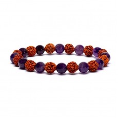 Narukvica Rudraksha i ametist, 8mm