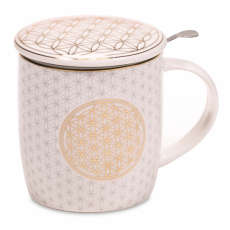 Poklon paket: Šalica za čaj s infuzerom, motiv Flower of Life